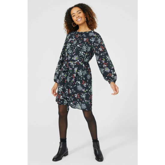 Maine Floral Print Chiffon Button Through Tunic Dress For Female 3 Maine Floral Print Chiffon Button Through Tunic Dress For Female