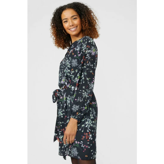 Maine Floral Print Chiffon Button Through Tunic Dress For Female 4 Maine Floral Print Chiffon Button Through Tunic Dress For Female - Image 2