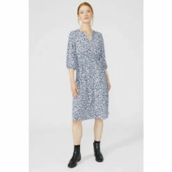 Maine New England Shop 33 Maine ¾ Sleeve Notch Neck Midi Dress For Female