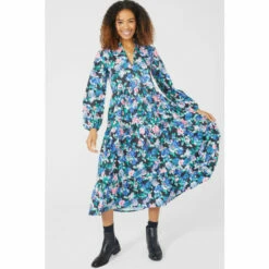 Maine Blurred Floral Printed Midi Tiered Dress For Female -Maine New England Shop unnamed file 618