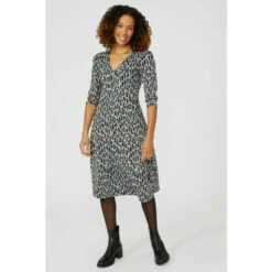 Maine Animal Jaquard Midi Dress For Female