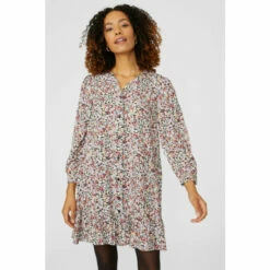 Maine Ditsy Floral Print Button Through Tunic Dress For Female