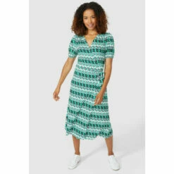 Maine Geo Print Tie Wrap Jersey Dress For Female