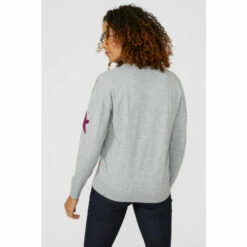 Maine All Over Star Intarsia V Neck Jumper For Female -Maine New England Shop unnamed file 715