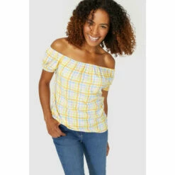 Maine Check Bardot Top For Female