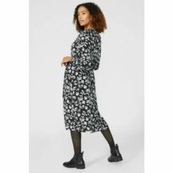 Maine Long Sleeve Belted Print Swing Dress For Female -Maine New England Shop unnamed file 792