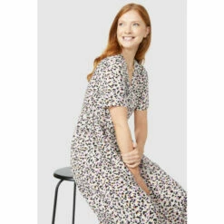 Maine Leopard Print V Neck Dress For Female -Maine New England Shop unnamed file 826