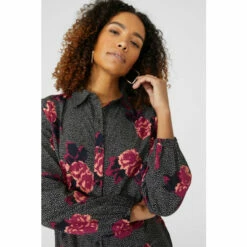 Maine Bold Flower Printed Midi Shirt Dress For Female -Maine New England Shop unnamed file 882