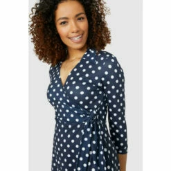 Maine Spot Print Collar Wrap Jersey Dress For Female -Maine New England Shop unnamed file 970