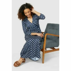 Maine Spot Print Collar Wrap Jersey Dress For Female -Maine New England Shop unnamed file 972